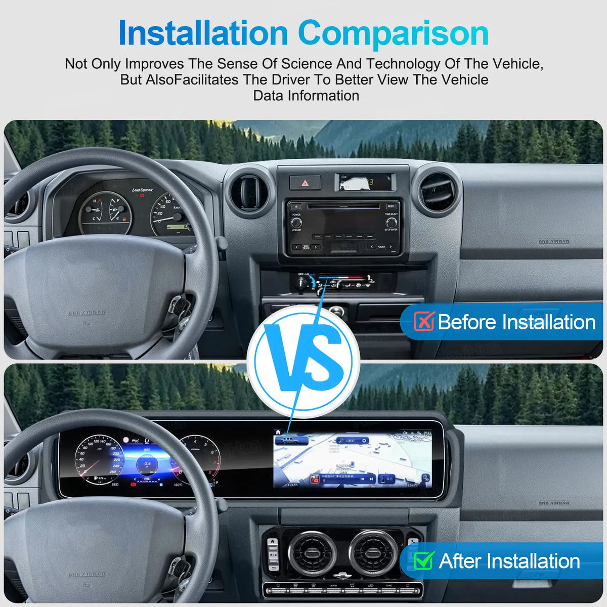 12.3" Dual Screen New Arrival For Toyota Land Cruiser LC70 LC76 Auto Speedometer Cockpit Multimedia Android Car Radio Carplay