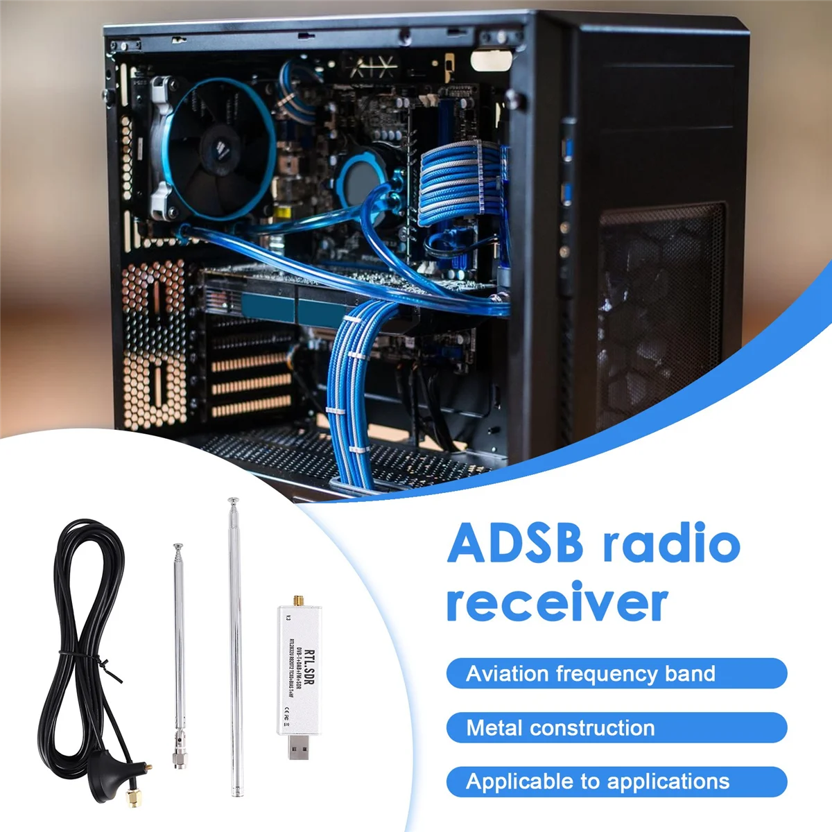 AB25 RTL-SDR Blog RTL SDR Receiver V3 RTL2832U 0.1MHz-1.7GHz TCXO SMA Software Defined Radio Receiver with Antenna