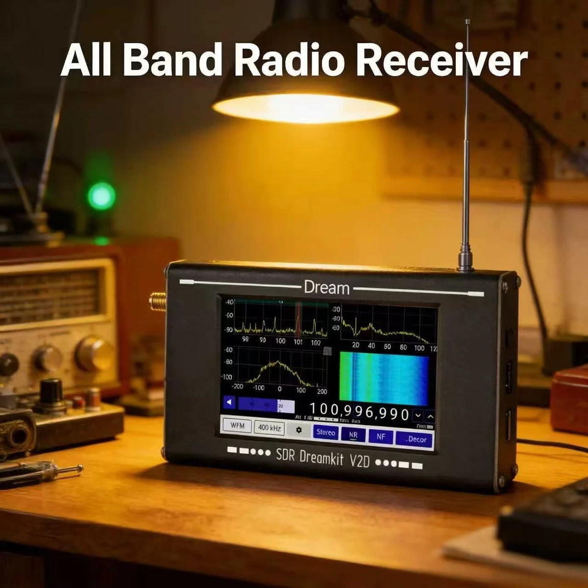New Dreamkit V2D Digital All Band SDR Receiver 100kHz-2800MHz HAM Radio with 4” Touchscreen Portable Spectrum Analyzer&Scanner