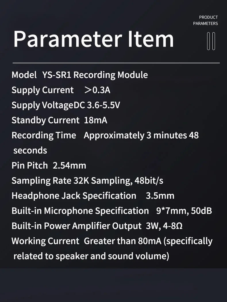 SR1 Recording & Voice Module - Integrated Amplifier, Loudspeaker & Megaphone, Outperforming ISD1820 Record-Playback Module