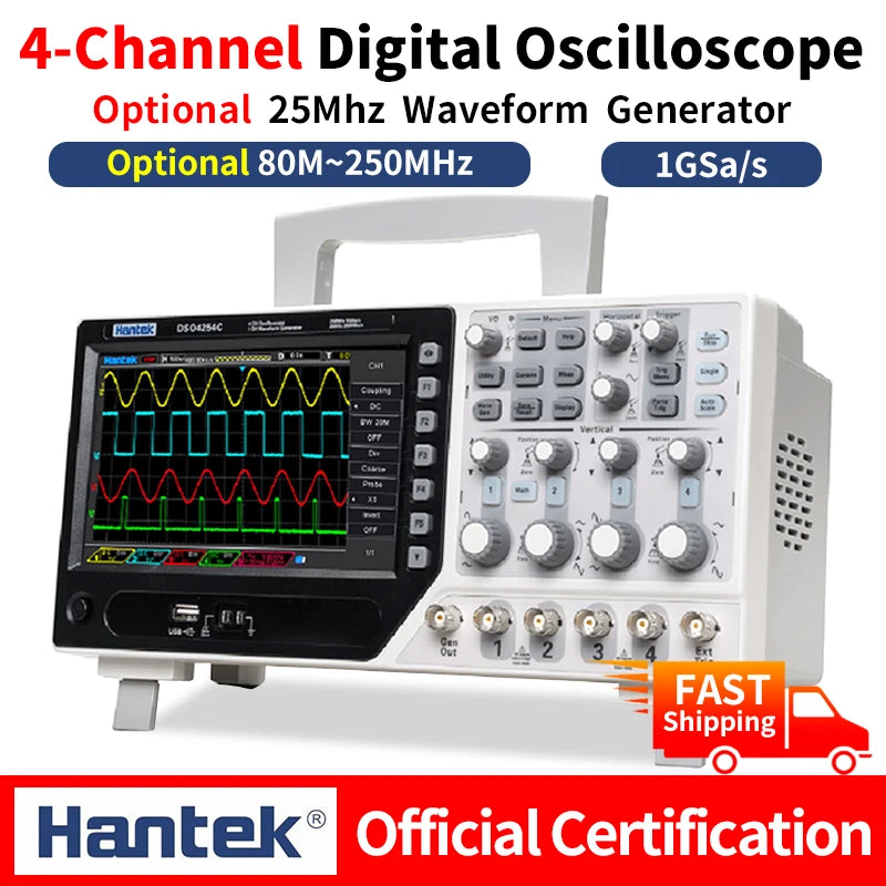 【Hantek Official Genuine】4-channels Digital Oscilloscope + Signal Generator DSO4254C DSO4204C DSO4104C DSO4084C / DSO4254B 4104B