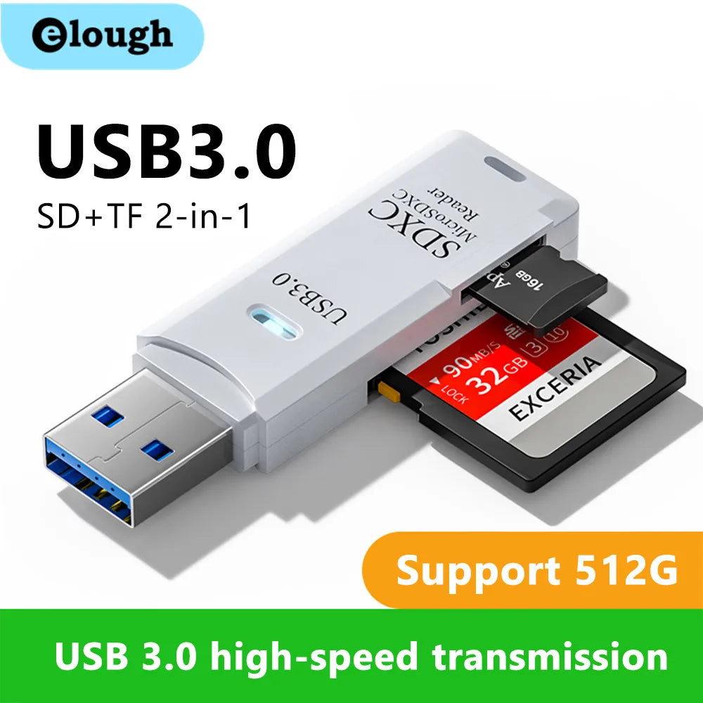 2 in 1 USB 3.0 Card Reader Micro TF sd card Reader USB adapter High Speed Cardreader TF Memory card For PC Laptop Accessories