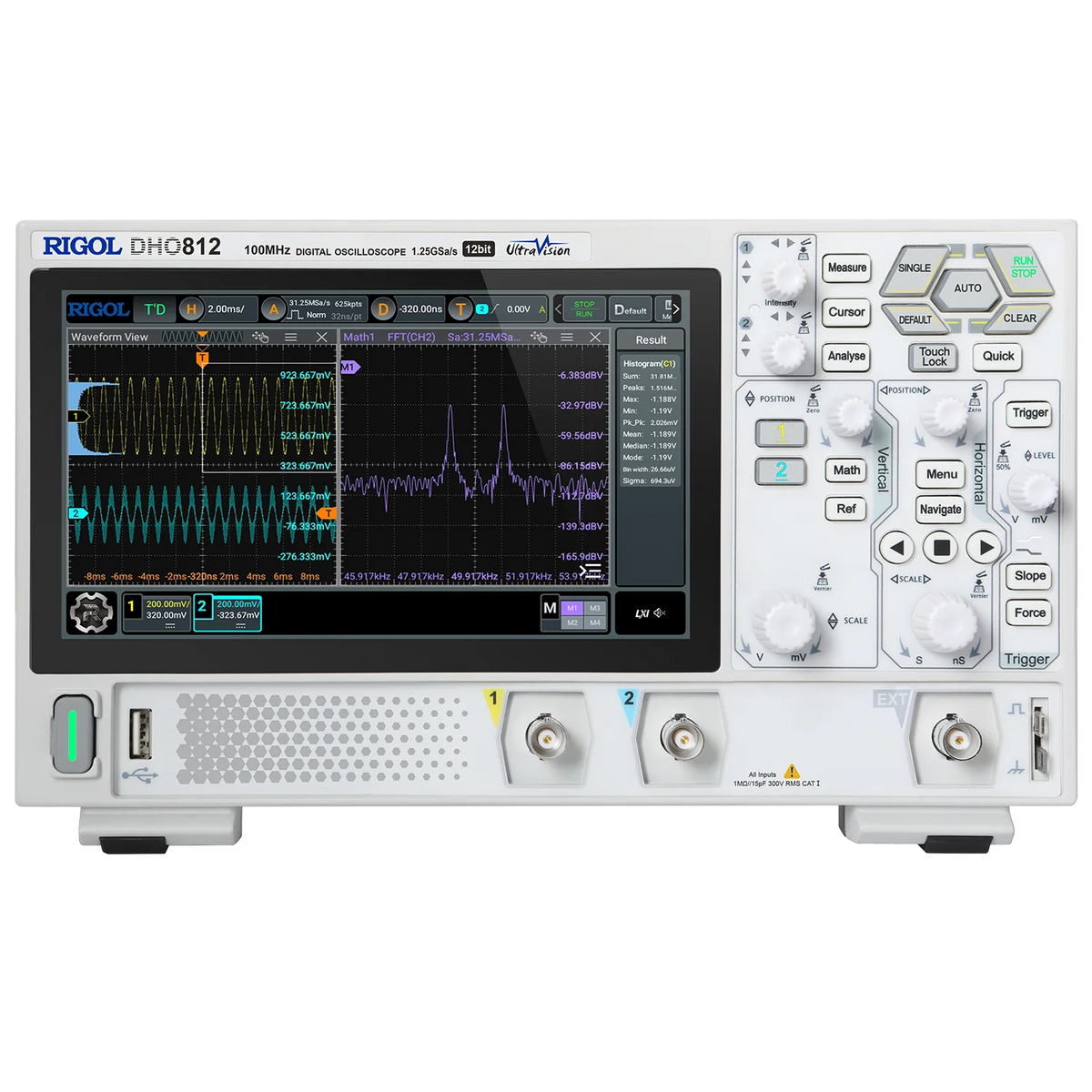 RIGOL DHO800 Series Digital Oscilloscopes Portable,70-100MHz,1.25G Sa/s, type-c Power Supply, DHO802/DHO804/DHO812/DHO814