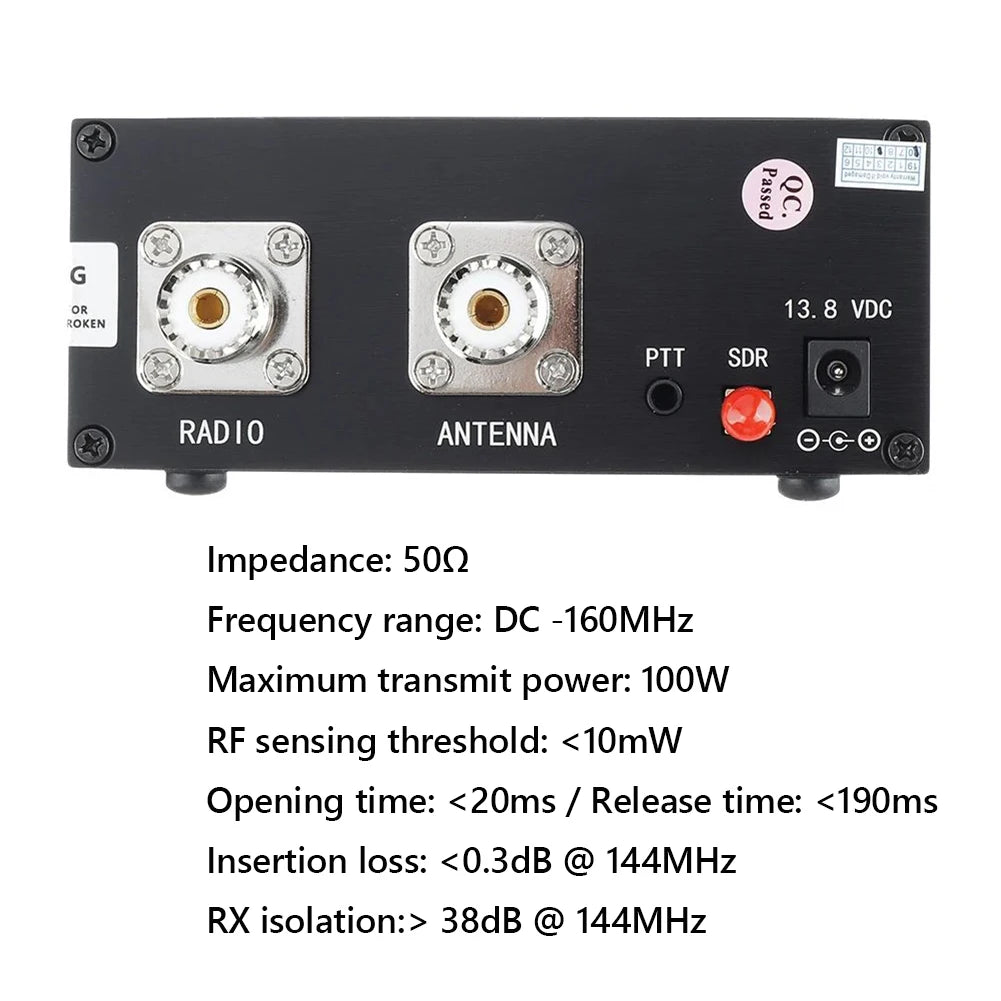 160MHz 100W SDR Transceiver Switch Antenna Sharer TR Switch Box with Cable Set