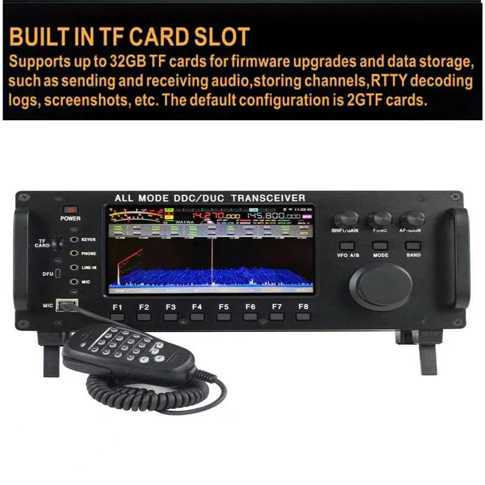 RS-998 100W HF+UV Transceiver with 7In Touch Screen All Mode DDC/DUC Transceiver Shortwave Mobile Radio SDR Transceiver
