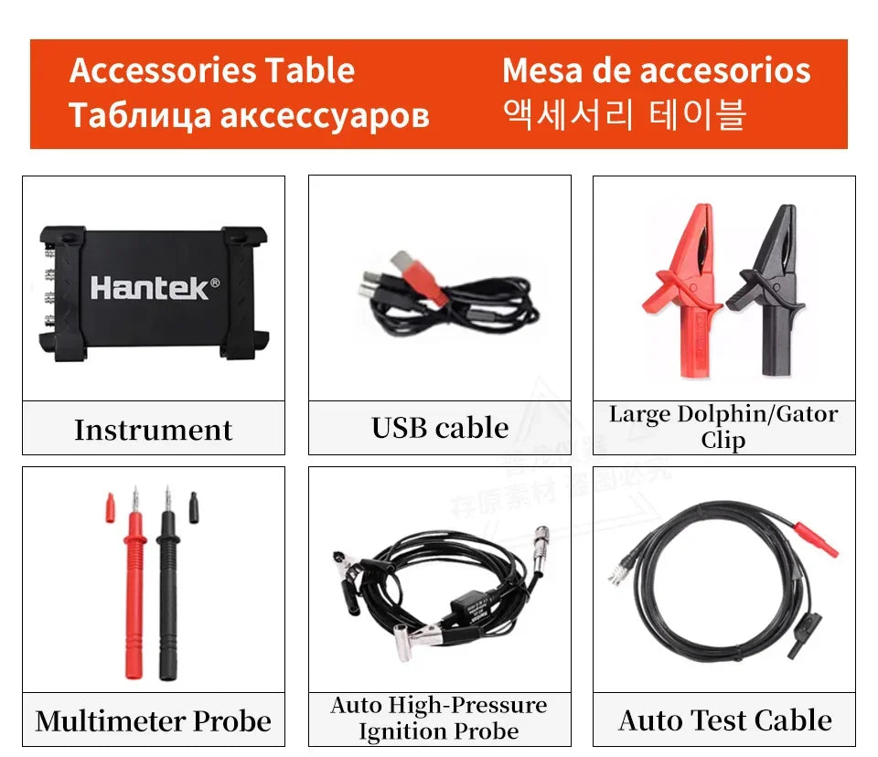 hantek 6074BE/6254BE Automobile Oscilloscope 4-channels Portable USB Virtual Oscilloscope Link PC Android Phone Tablet