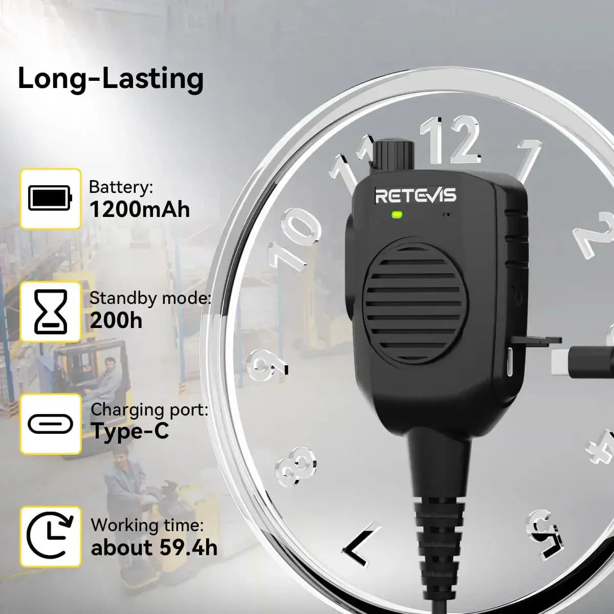 Retevis HK011 AI Noise-Canceling Speaker Mic (K1 2-Pin)